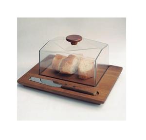 Latest Design Tableware Cake Server With Lid Round Shape Wood <b>Dessert</b> Dates Server With Glass Lid And Marble Knob - Product Image 2