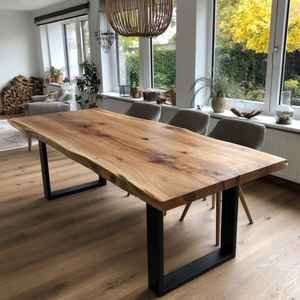 Mesa de Comedor Cuadrada Moderna con Borde Natural, Ecológica y Personalizada, de Madera de Nogal Sólido, Estilo Rústico, para Apartamentos de Lujo y Hogares - Product Image 2