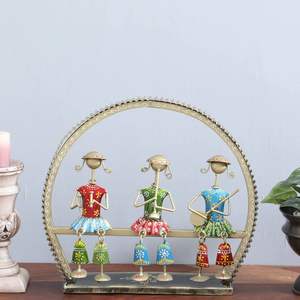 ตุ๊กตานักดนตรีเหล็กหลากสี3ชิ้นรูปปั้นตกแต่งบ้าน - Product Image 1