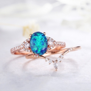 Anillo de bodas de oro auténtico, piedras preciosas de ópalo etíope negro, nuevo diseño de lujo, anillos de joyería fina de oro macizo con anillo de diamantes reales - Product Image 3