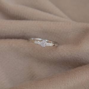 Mini anillo de Plata de Ley 925 sólida elegante y ligero Zirconia cúbica estampada 925 anillos finos - Product Image 6