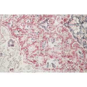 Turkish Vintage Rug 3.2x3.2 ft <b>Red</b> Ombr <b>Wool</b> Patchwork Eco Friendly Latex Backing - Product Image 5