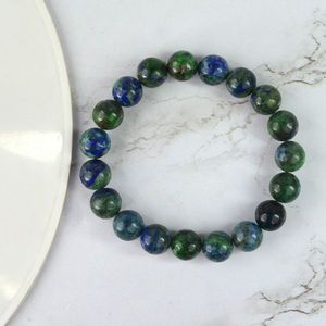 Bracelet en perles rondes d'azurite naturelle de 10 mm pour l'intuition, la clarté et la sagesse - Product Image 3