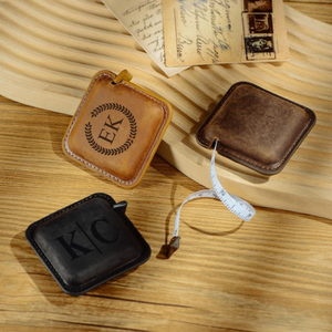Ruban à mesurer en cuir, style vintage, portable, règle rétractable, fait à la main, double échelle, impression numérique personnalisable, couture - Product Image 3