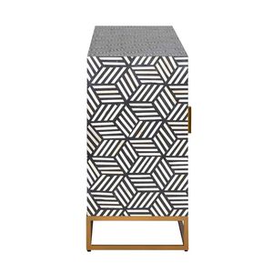 Exquisito aparador de madera maciza hecho a mano con base dorada, armario de esquina con incrustaciones de hueso grande para muebles de hotel o sala de estar - Product Image 3