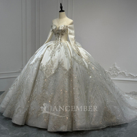 Robe de mariée Jancember XS264, magnifique robe de bal en satin ivoire avec perles et cristaux, pour mariage