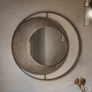 Espejo de Pared Moderno Daphoco con Diseño de Círculos Concéntricos Dorados, Espejo de Hierro Transparente para Dormitorio, Sala de Estar, Apartamento u Oficina - Product Image 2