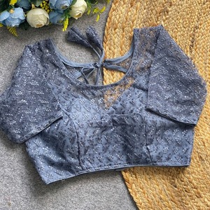 Bonne qualité Bon prix Designer fantaisie élégant Nylon pur de qualité supérieure avec broderie séquence travail Readymade Blouse - Product Image 1