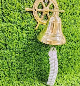 <b>Service</b> <b>Bell</b> with Wood Handle 11" for Wedding Events Decoration Coustmized Brass Hanging Ship's <b>Bell</b> - Product Image 2