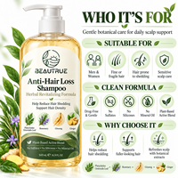 Shampo Ekstrak Daun Platycladus Orientalis Grosir, Shampo Herbal Penebal Rambut dengan Rosemary, Jahe, Ginseng untuk Perawatan Kulit Kepala