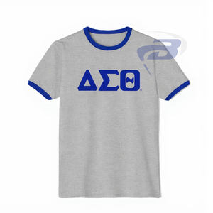 T-shirt Delta Sigma Theta Sorority imprimé, blanc et bleu, col contrasté, 100% coton, respirant, style streetwear, tee-shirt DST Sorority - Product Image 5