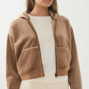 Sudadera con capucha y Top corto personalizado para mujer Sudaderas con capucha y sudaderas casuales para mujer Sudadera con capucha recortada con cremallera para mujer - Product Image 1