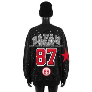 สเวตเชิ้ตขนแกะสีดำสำหรับผู้หญิงเสื้อสเวตเตอร์ระบายอากาศได้ดีปักโลโก้ได้ตามต้องการ - Product Image 2