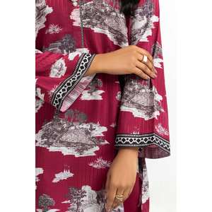 Ensemble coordonné décontracté pour femme, imprimé Dobby bordeaux texturé, tenue 2 pièces, longueur au-dessus du genou, taille XS, MOQ 3 pièces - Product Image 4