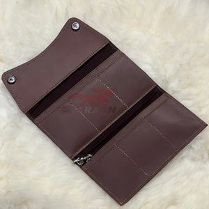 Prix de gros portefeuille à chaîne marron foncé porte-cartes de style vintage 2025 nouveauté portefeuille en cuir pour hommes boutons pression et fentes pour cartes - Product Image 5