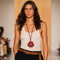 Collier longue chaîne pour femme cordon en cuir pochette porte-cartes personnalisée OEM ODM
