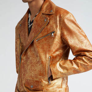 Veste de moto moderne en cuir véritable coupe-vent pour hommes, vêtements d'extérieur d'hiver pour motocyclistes de course et de moto. - Product Image 2