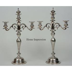 Candelabro pulido brillante de plata de acero inoxidable de diseño Admiranle con 5 brazos con cuentas de cristal y diseñador colgante de la India - Product Image 6