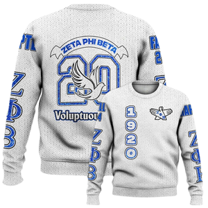 ZPhiB bleu blanc pull en tricot 1920 Zeta Phi Beta sororité vie grecque Chenille broderie divine neuf lettre vêtements - Product Image 6