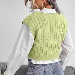 Prix bon marché coupe-vent nouveau style recadrée gilet tricoté nouveauté tenue décontracté recadrée gilet tricoté - Product Image 4