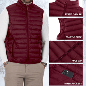 Gilet matelassé sans manches 100 % polyester pour homme, coupe-vent anti-UV, rembourré de duvet, avec logo personnalisé, idéal pour l'hiver et les occasions formelles - Product Image 6