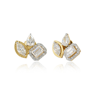 14K Gold Lab Grown Diamond <b>Stud</b> <b>Earrings</b> 1.63 Carat Pear Marquise <b>Emerald</b> Diamond <b>Earrings</b> Wholesale Manufacturer - Product Image 2