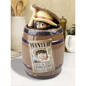 One Piece Monkey D. Luffy Barrel Barrel <b>Cookie</b> <b>Jar</b> Cylinder Shape Wanted Collection Item - Product Image 1