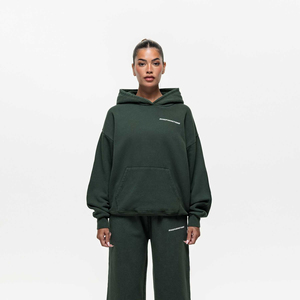 ชุดวอร์ม2ชิ้นสีเขียวโอเวอร์ไซส์สำหรับผู้หญิงชุดฝึกวิ่งและออกกำลังกายเล่นยิมแบบกำหนดเอง - Product Image 6