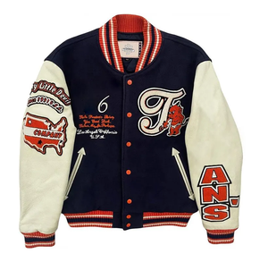 Chaqueta Universitaria Personalizada para Mujer con Logotipos Bordados, Chaqueta Universitaria con Letras Bordadas/Logotipos de Chenilla, Chaqueta Universitaria Americana - Product Image 1