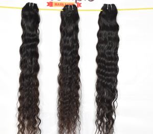 Vente en gros paquet vietnamien couleur naturelle traitement des cheveux aucun cuticule aligné machine double trame ondulations profondes tissage de cheveux humains - Product Image 1