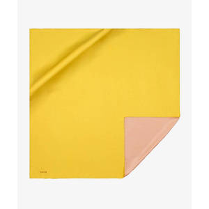 Yellow Floral Silk Double-Sided Square Scarf - Product Image 1
