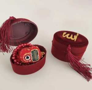 Ensemble de cadeau de boîte ovale de Style rétro de dessin animé pour Double Triple Quran Pearl 99 chapelet électronique pierre letterpress parties - Product Image 5