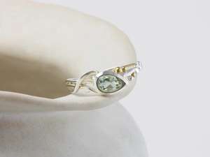 Anillo de amatista verde delicado de Plata de Ley 925 hecho a mano de diseñador, hermosos anillos de gota de agua, joyería para mujeres y niñas - Product Image 2