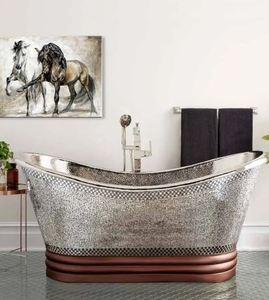 อ่างอาบน้ำสีทองแดงประดับมุกของอ่างอาบน้ำทองเหลืองอินเดียสีดำเงางามอ่างอาบน้ำทองแดง - Product Image 6