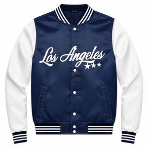 เสื้อแจ็คเก็ตบอมเบอร์ผ้าซาตินน้ำหนักเบาสำหรับผู้ชาย แต่งกระดุม - Product Image 2
