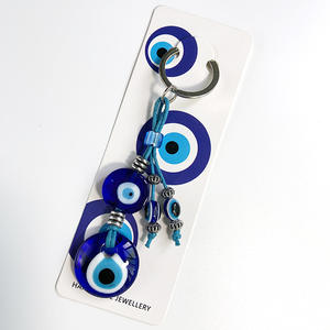 Porte-clés en verre bleu turc fait à la main contre le mauvais œil pour la chance, porte-clés pour sac à main, breloques, amulette, ornement suspendu pour voiture, accessoires - Product Image 5