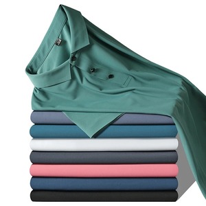 Summer Business Casual Menswear High-End Half Sleeve for Polo Shirt Jersey Fabric Solid Color Non-Marking Lapels Ice Silk Style - Product Image 1