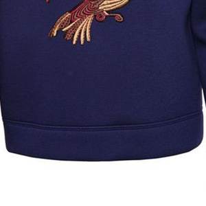 Venta al por mayor azul logotipo personalizado cuello sudaderas con capucha hombres personalizado Vintage logotipo bordado Casual hombres temporada de invierno tela tejida holgada - Product Image 4