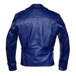 En bleu couleur couleur mode porter hommes veste, meilleure qualité côté fermeture éclair style hommes tenue décontracté veste en cuir - Product Image 2