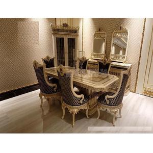 ชุดโต๊ะอาหารแกะสลักสไตล์ฝรั่งเศสแบบคู่ เฟอร์นิเจอร์ห้องอาหารแกะสลักด้วยมือแบบคู่ เฟอร์นิเจอร์ห้องอาหารแกะสลักด้วยมือสุดหรู - Product Image 1
