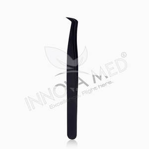 Pince à épiler d'isolation d'extension de cils noire en forme de diamant poignée personnalisée volume de 90 degrés pointu en acier inoxydable écologique - Product Image 2