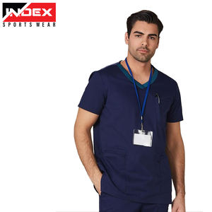 Top exfoliante de color negro para hombres y mujeres hecho con ropa médica de poliéster y algodón para cirugía, clínica y Hospital - Product Image 4