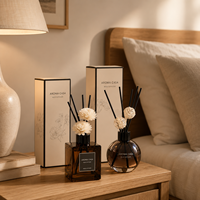 Diffuseurs à bâtonnets de marque privée, désodorisants, huiles essentielles liquides ou solides, lavande, avec bouchon en bois, pour maison, hôtel, verre, diffuseur sans flamme, parfum d'ambiance pour voiture