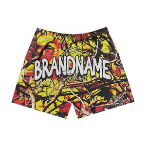 Pantalones cortos de baño transpirables de secado rápido ajustados personalizados informales con cordón de algodón y poliéster impreso con diseño de logotipo de marca personalizado - Product Image 6