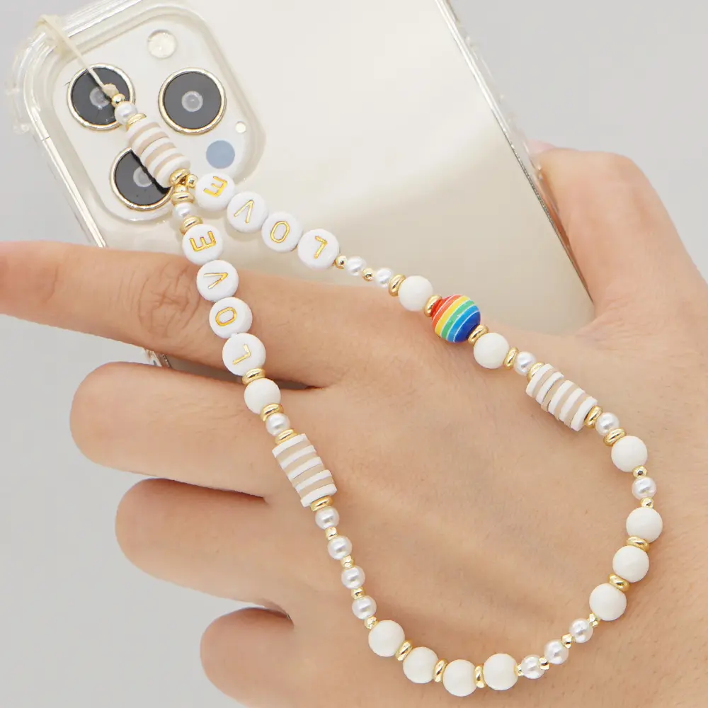 Модный симпатичный цветной браслет для сотового телефона с фруктами и бусинами