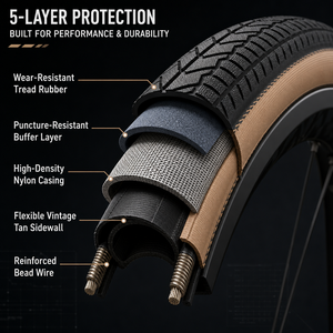 Pneu de vélo pliant rétro marron 16x1-3/8 (349) 20x1.35 (406) 20x1-3/8 (451) Gumwall pour <span class=keywords><strong>Brompton</strong></span> Dahon - Product Image 5