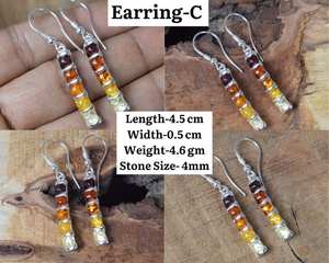 Pendientes de múltiples piedras preciosas de ámbar Báltico natural en plata 925 Regalo de diseñador para su tiempo de Navidad - Product Image 2