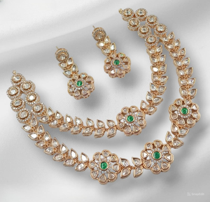 INDIAN TRADITIONAL and FASHIONABLE COPPER <b>JEWELLERY</b> BRIDAL WEDDING <b>JEWELLERY</b> <b>SET</b> for WOMEN EARRINGS and NECKLACE <b>SET</b> - Product Image 1