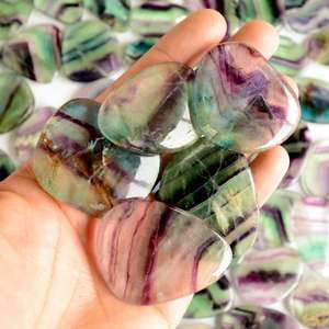 Cristal curativo de cuarzo multicolor de fluorita Natural, cabujón suelto de 8mm de altura, elegante para hacer joyas, Palma de piedra de preocupación de bolsillo - Product Image 4