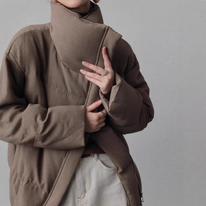 <b>Winter</b> <b>Waterproof</b> Breathable Canvas Short Puffer Coat with Adjustable Shoulder Straps Fashionable Hooded Quilted <b>Jacket</b> - Product Image 1